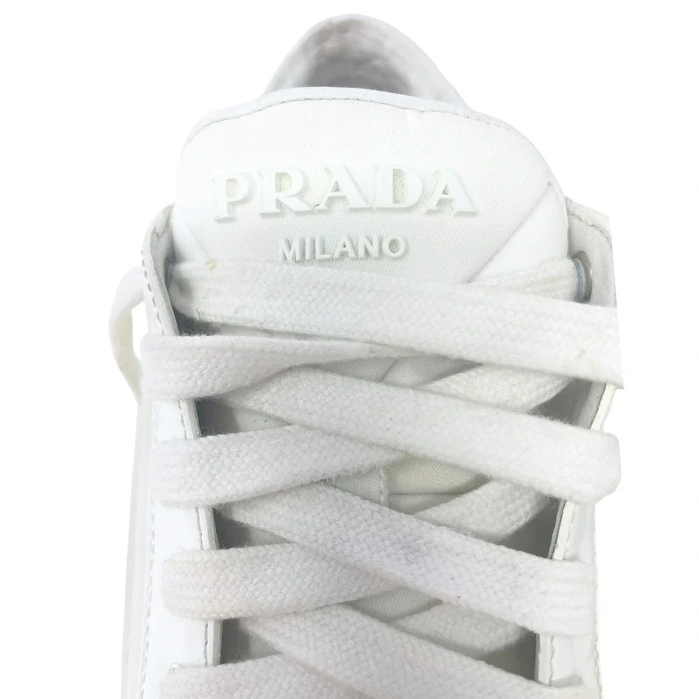 Prada Tennis Shoes Sneakers Triangle LOGO White Black Platform Chunky Trainer 41
